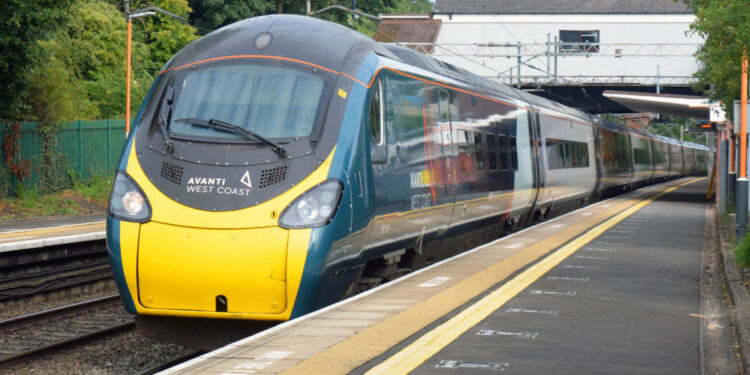 Avanti West Coast train pulled into a station platform in the UK