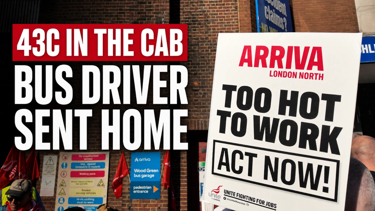 Arriva bus drivers and union representatives at Wood Green bus garage during the north London strike