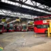 Arriva buses inside Wood Green bus garage in north London