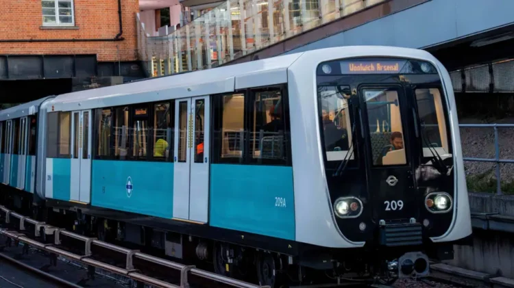 New B23 DLR train in passenger service on the Docklands Light Railway