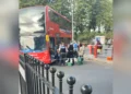 Police and emergency responders beside a bus at Walthamstow Bus Station