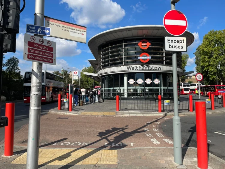 Pedestrian crossing at Walthamstow Bus Station