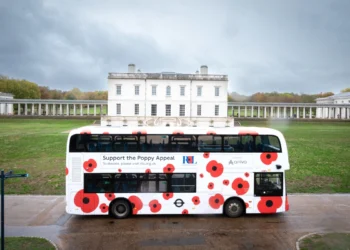 Poppy-covered London buses and trains mark 20 years of London Poppy Day