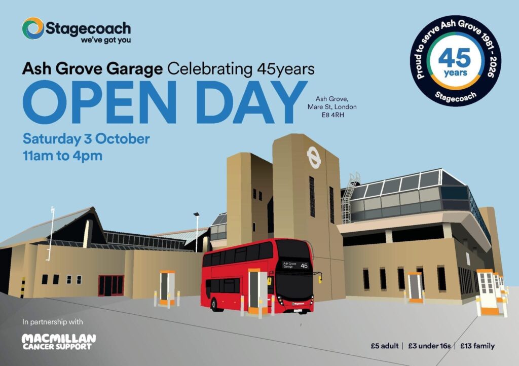 Stagecoach Ash Grove bus garage 45th anniversary open day poster
heritage buses