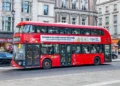 Red New Routemaster, commonly known as a Boris bus, operating on route 453 in central London.