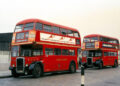 Two heritage London buses operating on route 106